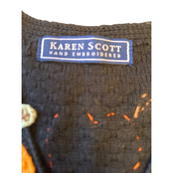 Karen Scott Hand Embroidered Halloween Pumpkin Vest L - Picture 4 of 6